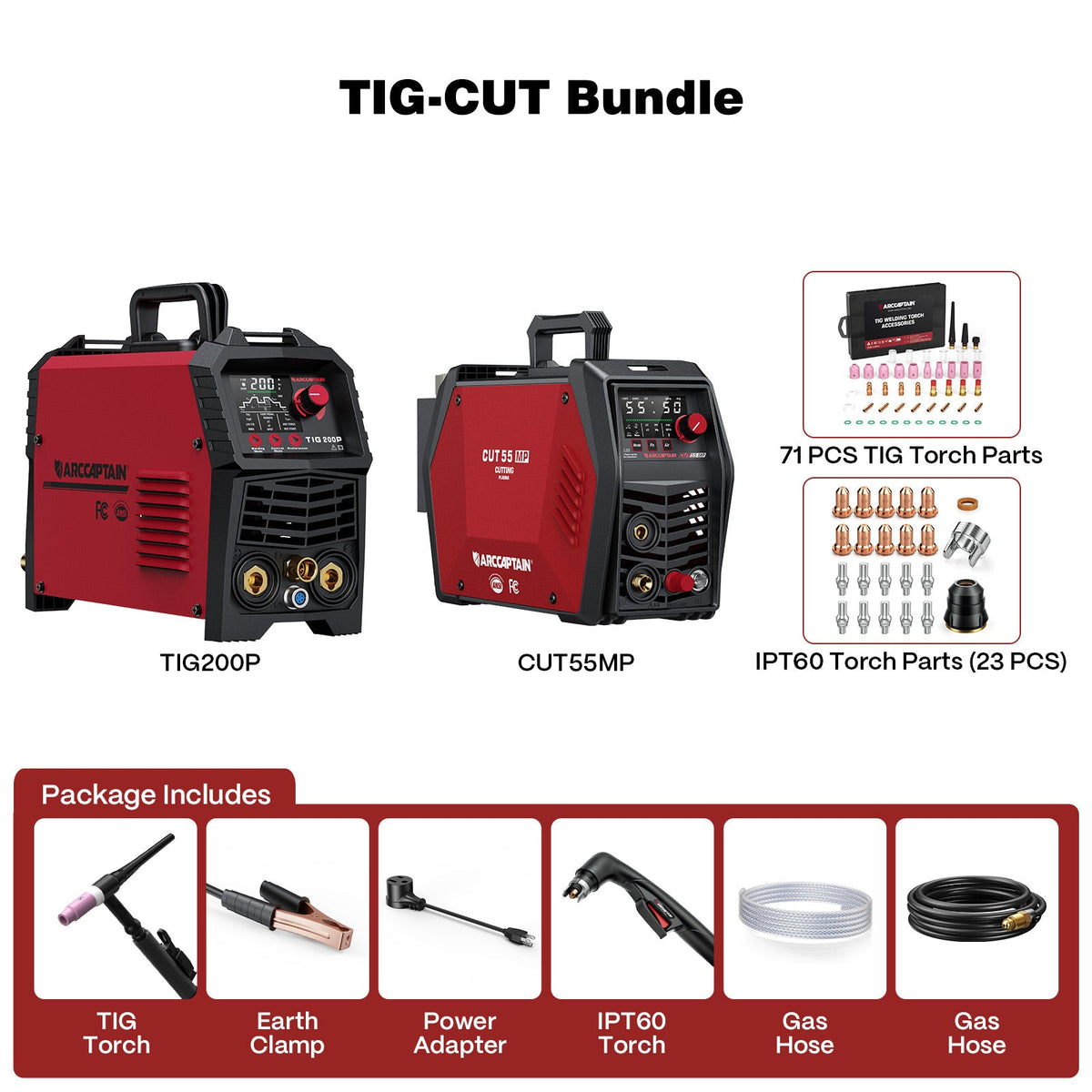 Arccaptain TIG200P DC Pulse 200Amp TIG Welding Machine