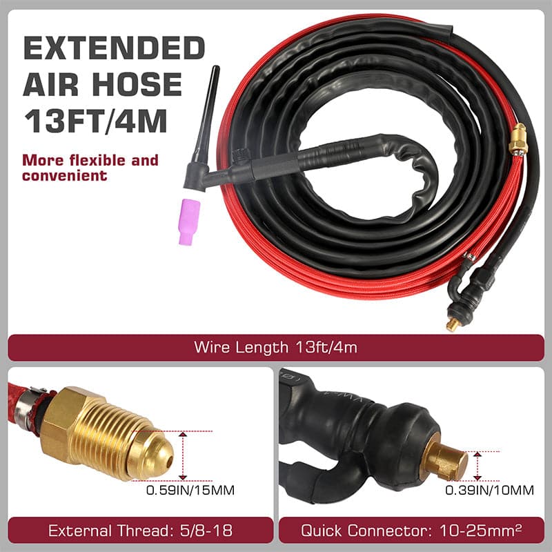 WP-17V 150 Amps 10-25mm TIG Welding Torch with 13ft Hose