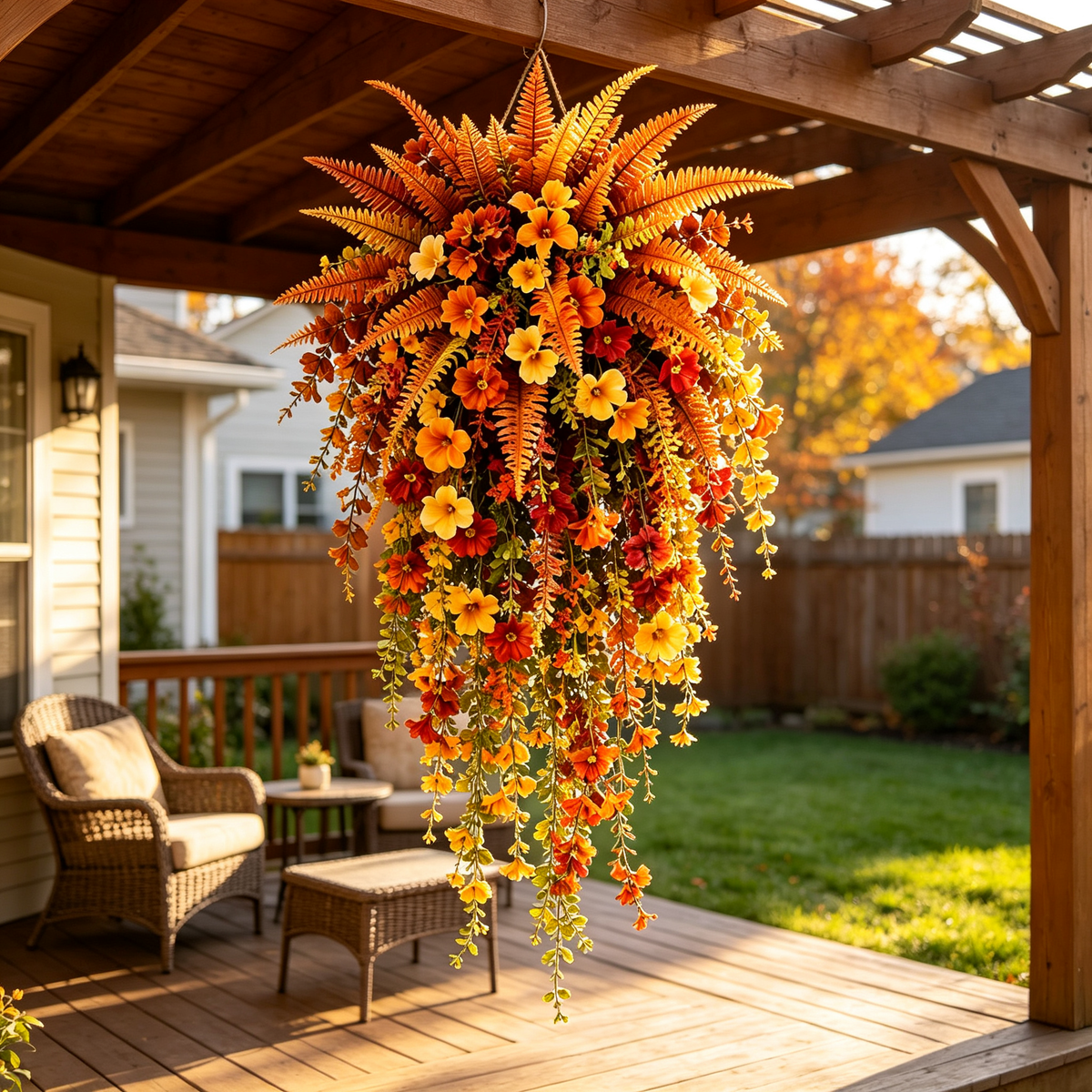 🍂 Artificial Autumn Fern Decor for Porch & Front Door