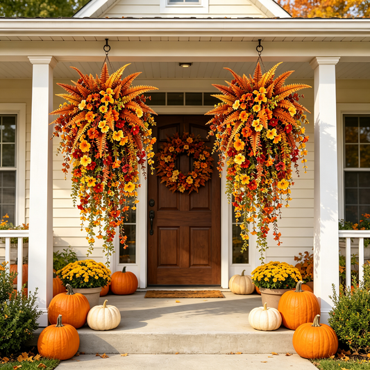 🍂 Artificial Autumn Fern Decor for Porch & Front Door