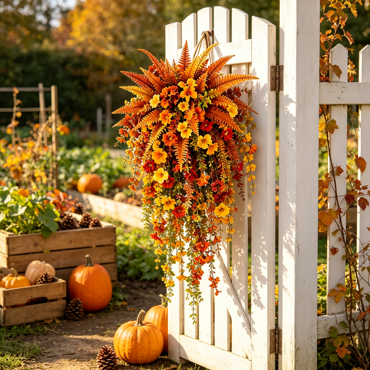🍂 Artificial Autumn Fern Decor for Porch & Front Door