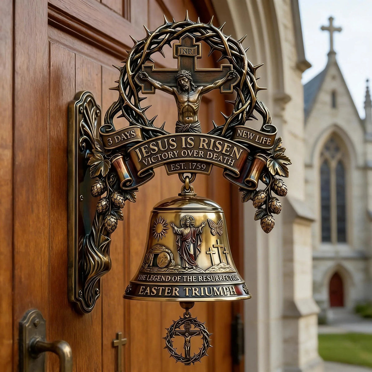 Our Lady of Grace Bronze Miraculous Medal Wall Bell | 🙏Catholic Religious Home & Garden Decor"✨
