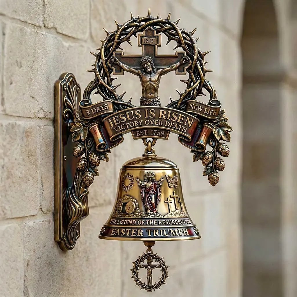 Our Lady of Grace Bronze Miraculous Medal Wall Bell | 🙏Catholic Religious Home & Garden Decor"✨