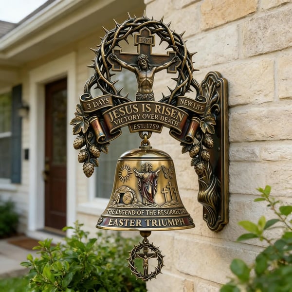 Our Lady of Grace Bronze Miraculous Medal Wall Bell | 🙏Catholic Religious Home & Garden Decor"✨