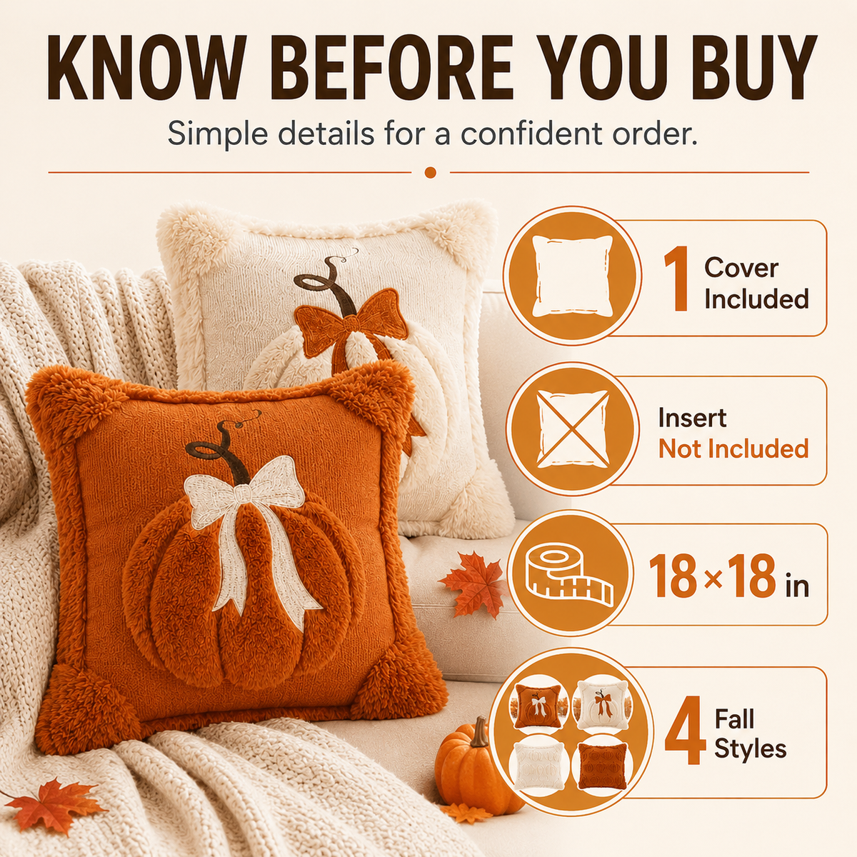Jacquard Pumpkin Pillow Covers 2-Pack
