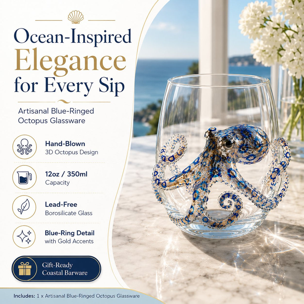 🌊 3D Ocean Animal Artisan Glassware Collection | For Fresher Sips, Sunlight-Catching Details, Coastal Elegance & Elevated Home Bar Vibes ✨