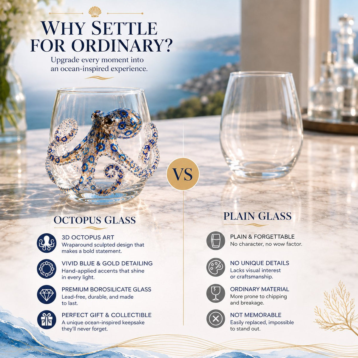 🌊 3D Ocean Animal Artisan Glassware Collection | For Fresher Sips, Sunlight-Catching Details, Coastal Elegance & Elevated Home Bar Vibes ✨