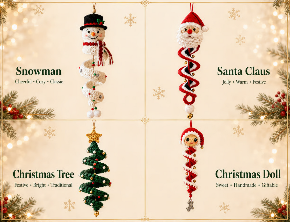 🔥 LAST DAY 49% OFF – ☃️ Crochet Snowman Spiral Ornament DIY Kit | Complete Beginner-Friendly Set with Soft Yarn, Crochet Hook, Festive Beads, Snowflakes & Step-by-Step Guide 🧶🎄✨