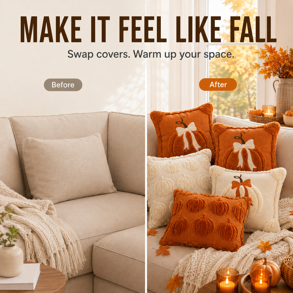 Jacquard Pumpkin Pillow Covers 2-Pack