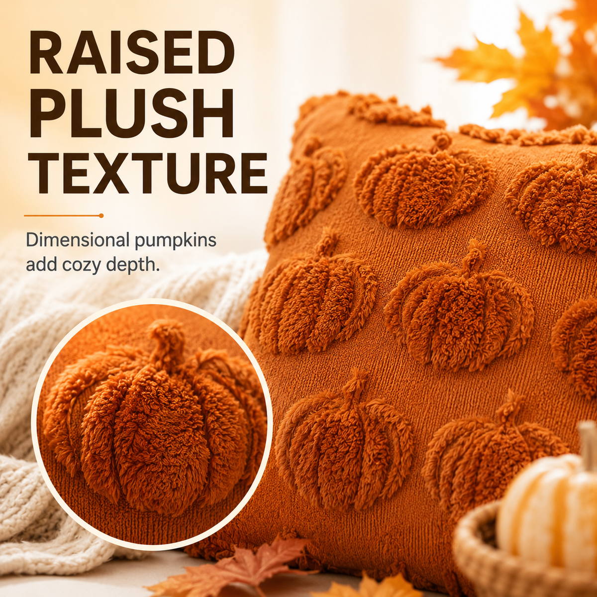 Jacquard Pumpkin Pillow Covers 2-Pack
