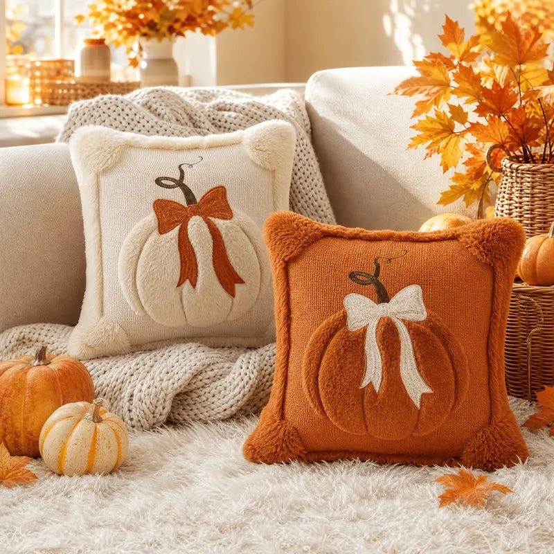 Jacquard Pumpkin Pillow Covers 2-Pack