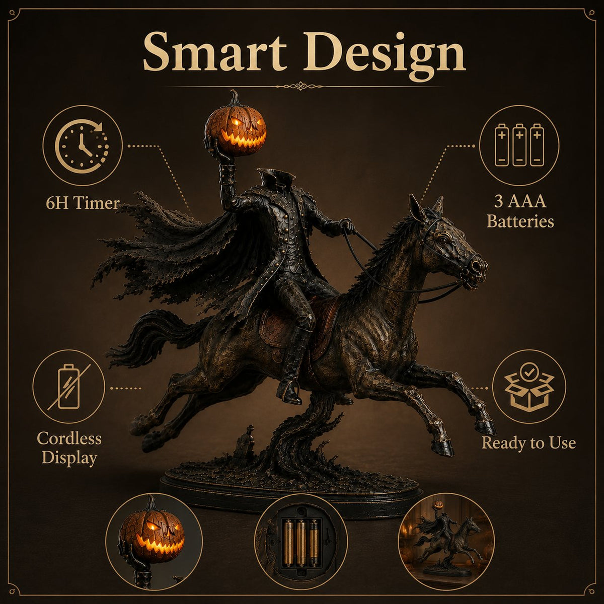 ⏰Limited Stock 60% OFF🎃🏇Midnight Chase Headless Horseman Statue