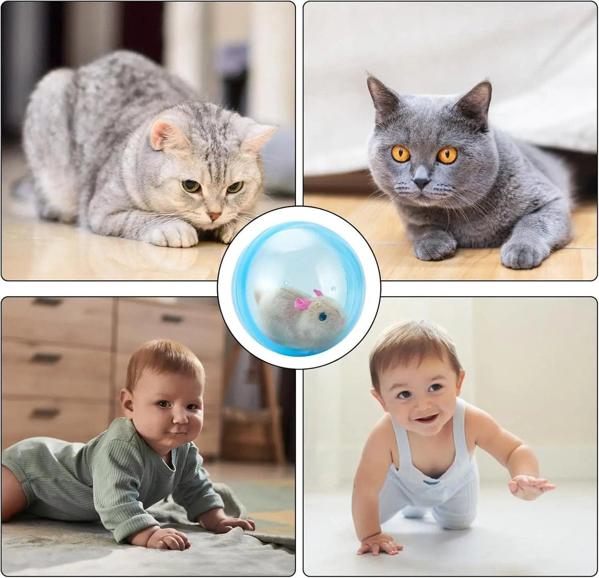 🔥2026 HOT SALE 50% OFF⏳|🐱🐾Auto-Rolling Ball with Mouse Hands-Free Play for Indoor Cats