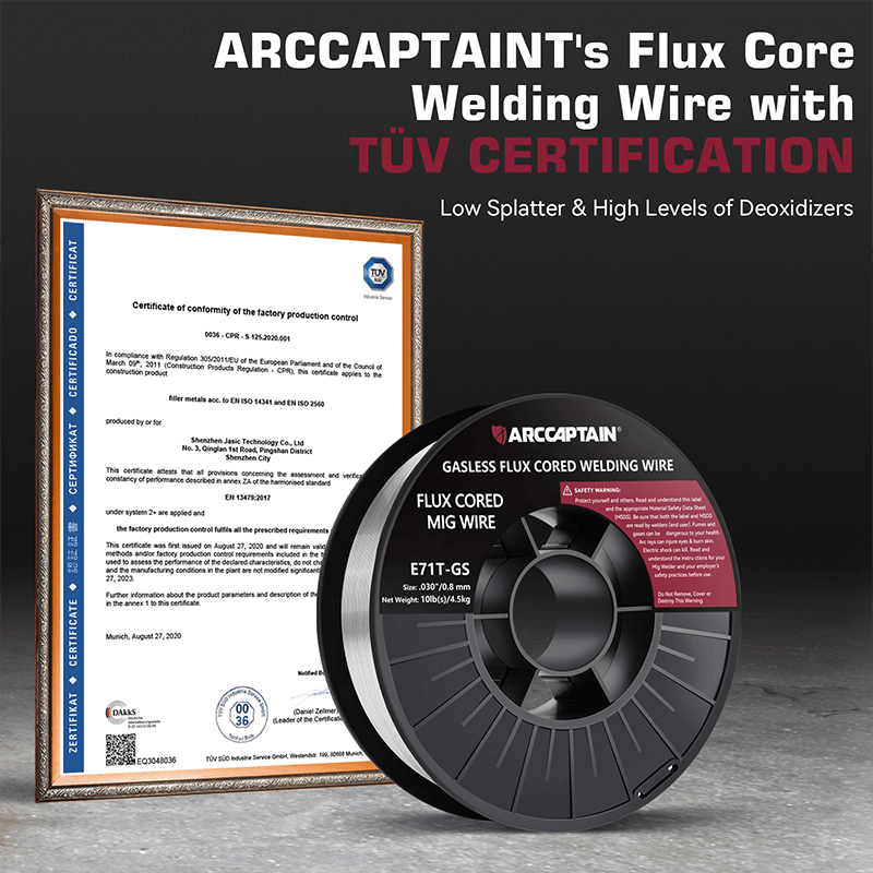 ARCCAPTAIN E71T-GS 10LB Gasless Flux Core Wire, Self-Shielded, All Positions