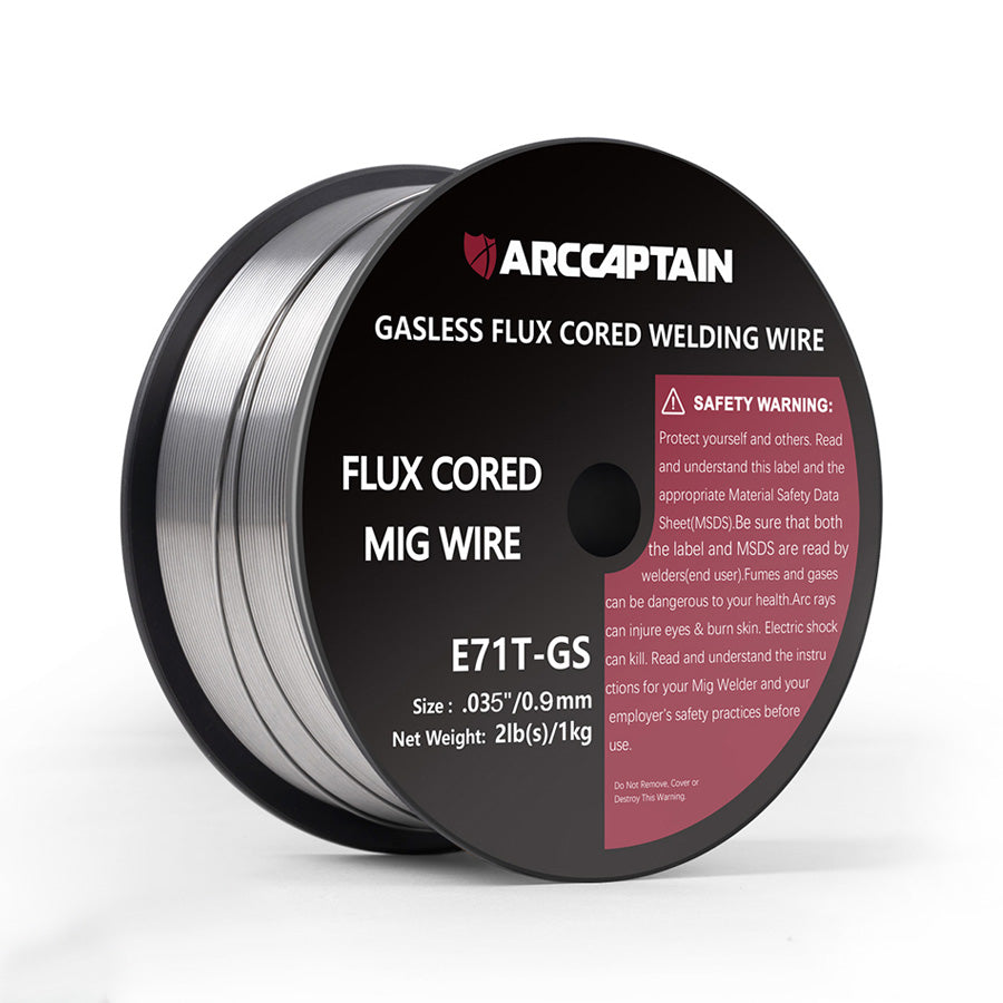 Arccaptain ‎E71T-GS Flux Core Wire 2 Lbs Spool Gasless Carbon Steel MIG Wire