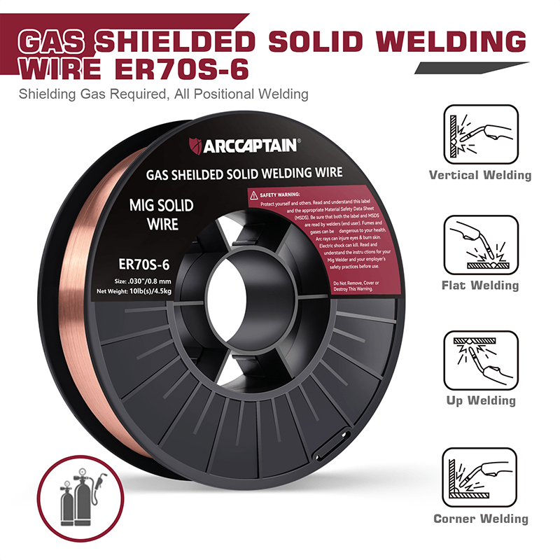 Arccaptain ER70S-6 Welding Wire 10 Lbs Low Splatter MIG Wire
