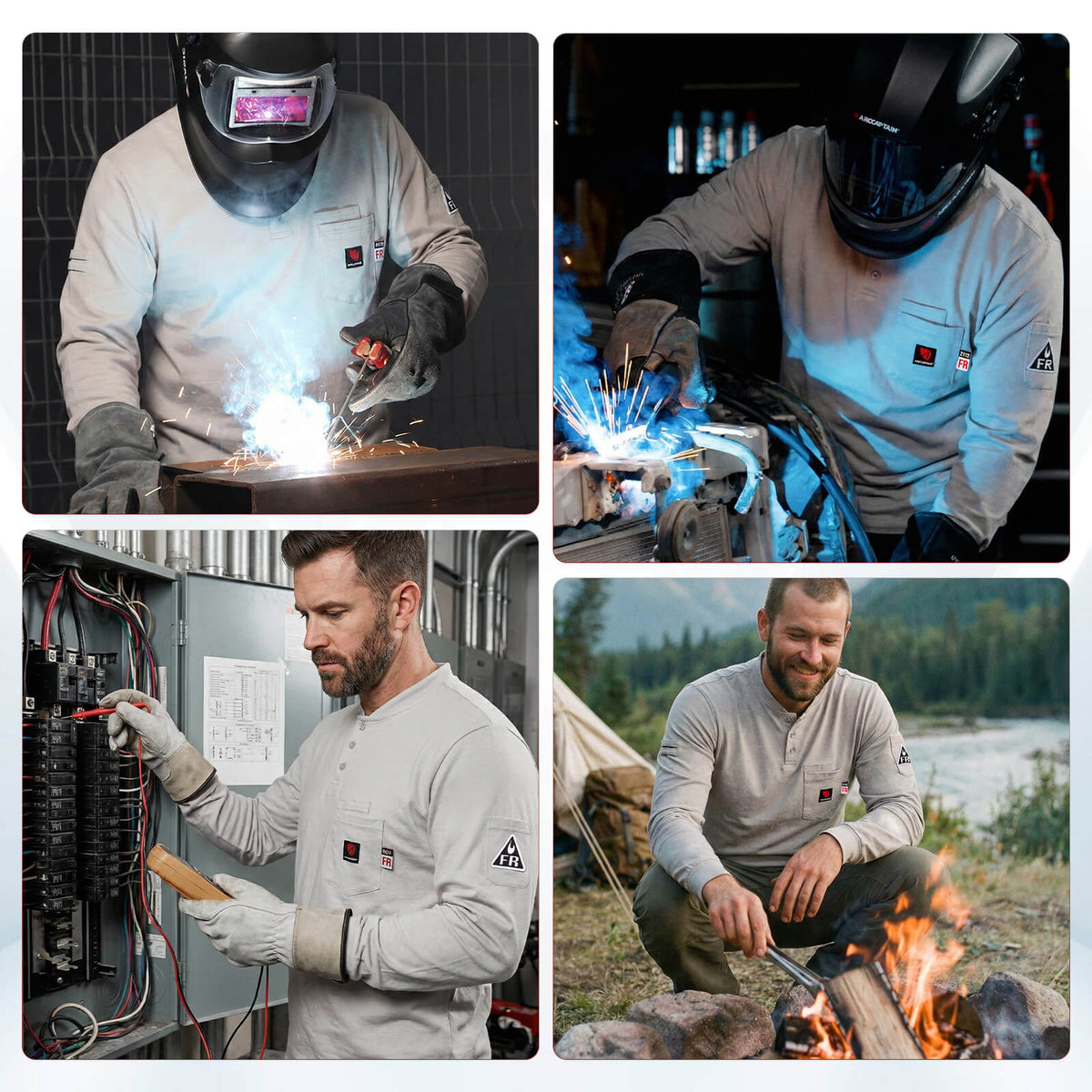 Arccaptain 100% Cotton FR Welding Shirt Long Sleeve Work Shirts