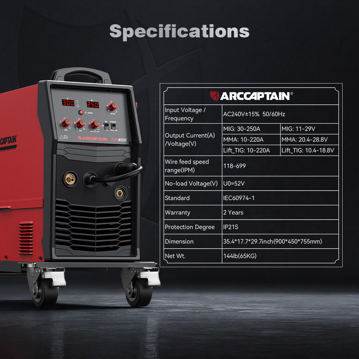 Arccaptain AIM-Forge 250A Industrial Heavy-Duty MIG Welder