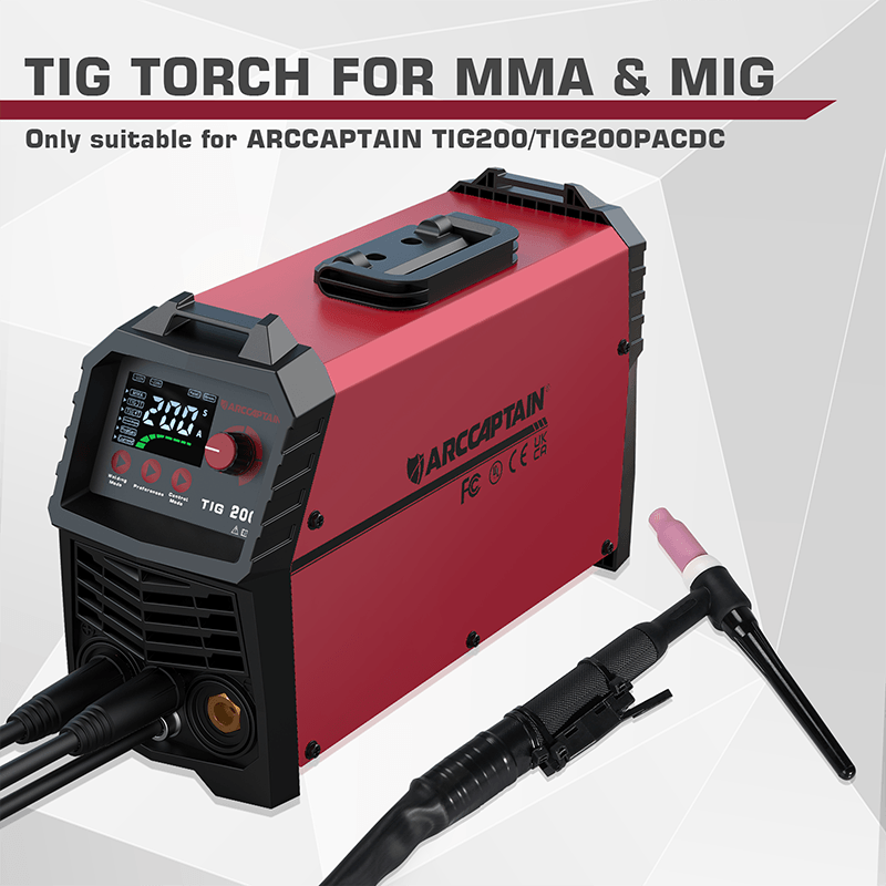 ARCCAPTAIN High Frequency Air Cooled TIG200 DC TIG Torch 13-FT 150 Amps Gun