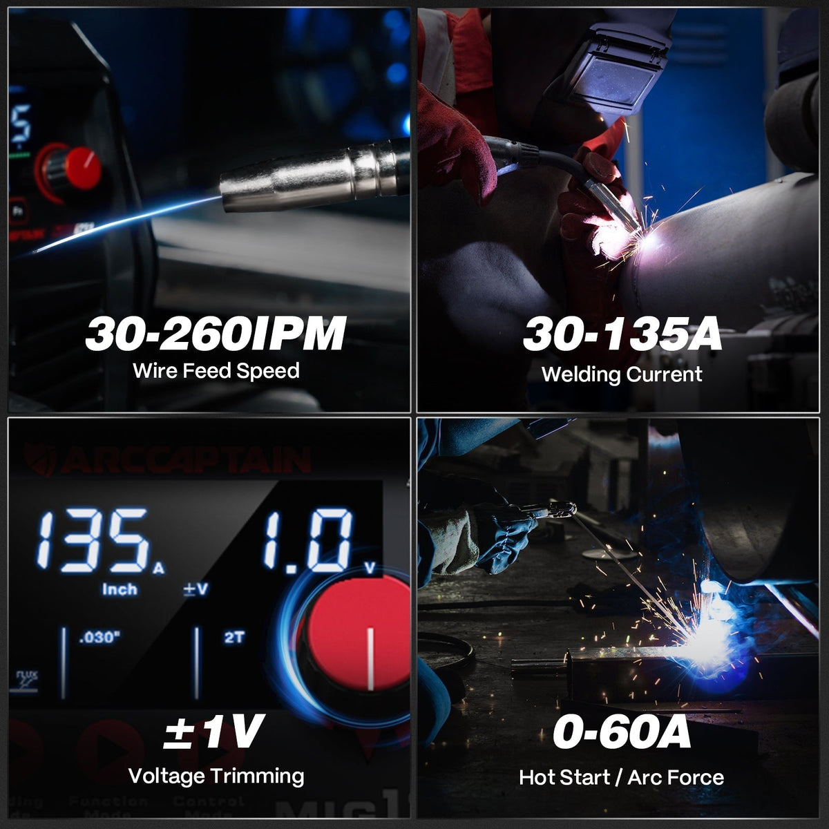 Arccaptain MIG135 Three in One 110V Gasless MIG Welder