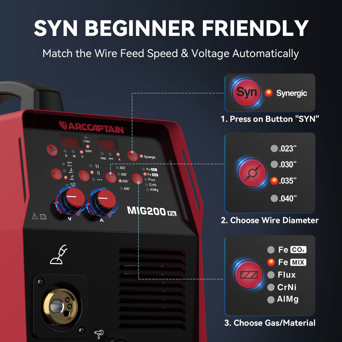 Arccaptain MIG200 Fit Affordable Multifunctional MIG Welder For Beginners