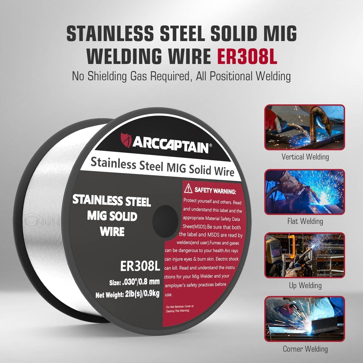 ARCCAPTAIN ER308L Solid Wire 2 Lbs Stainless Steel MIG Welding Wire