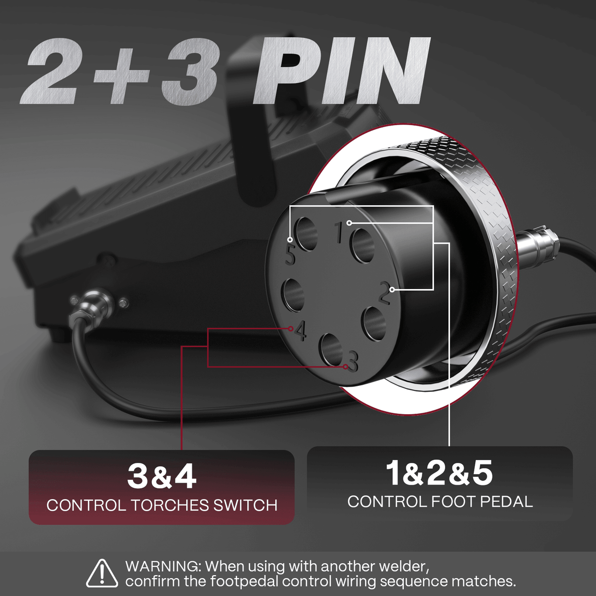 5-Pin Remote Amp Control with Strap Foot Pedal for TIG Welder