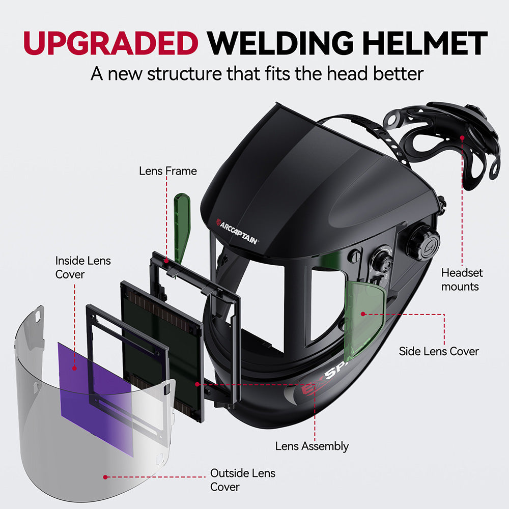EXSpace X300 Super Large View Welding Helmet Black