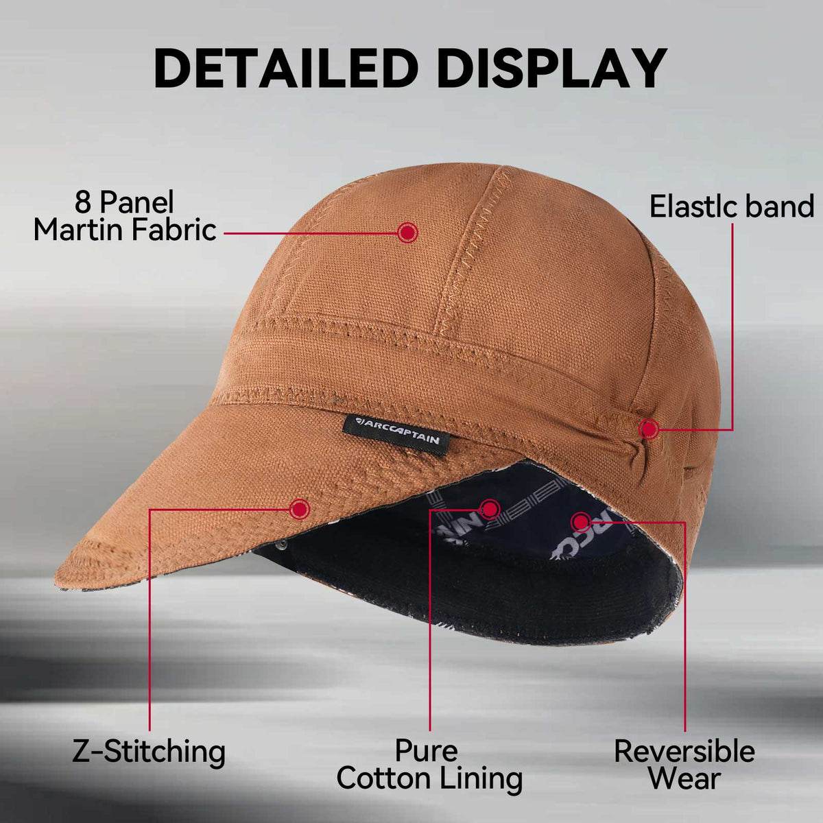 Reversible Pure Cotton Welding Cap with Elastic Retractable Band