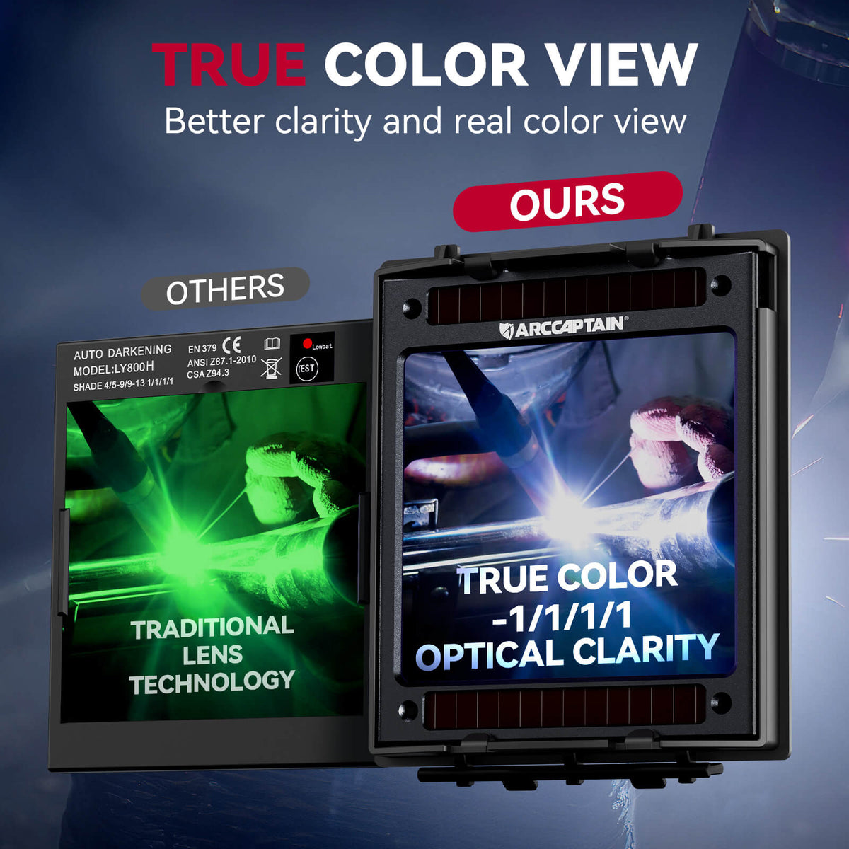 CozyCraft X200 True Color Large Viewing Welding Helmet Black