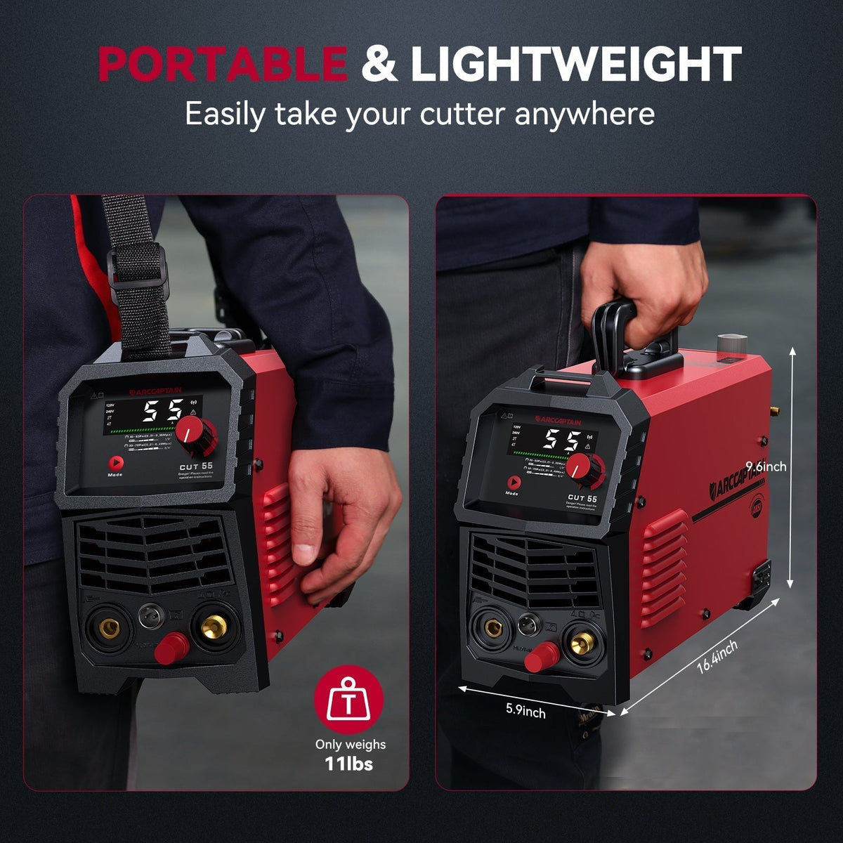 Arccaptain CUT55 LED Pilot Arc Plasma Cutter with Welder Helmet