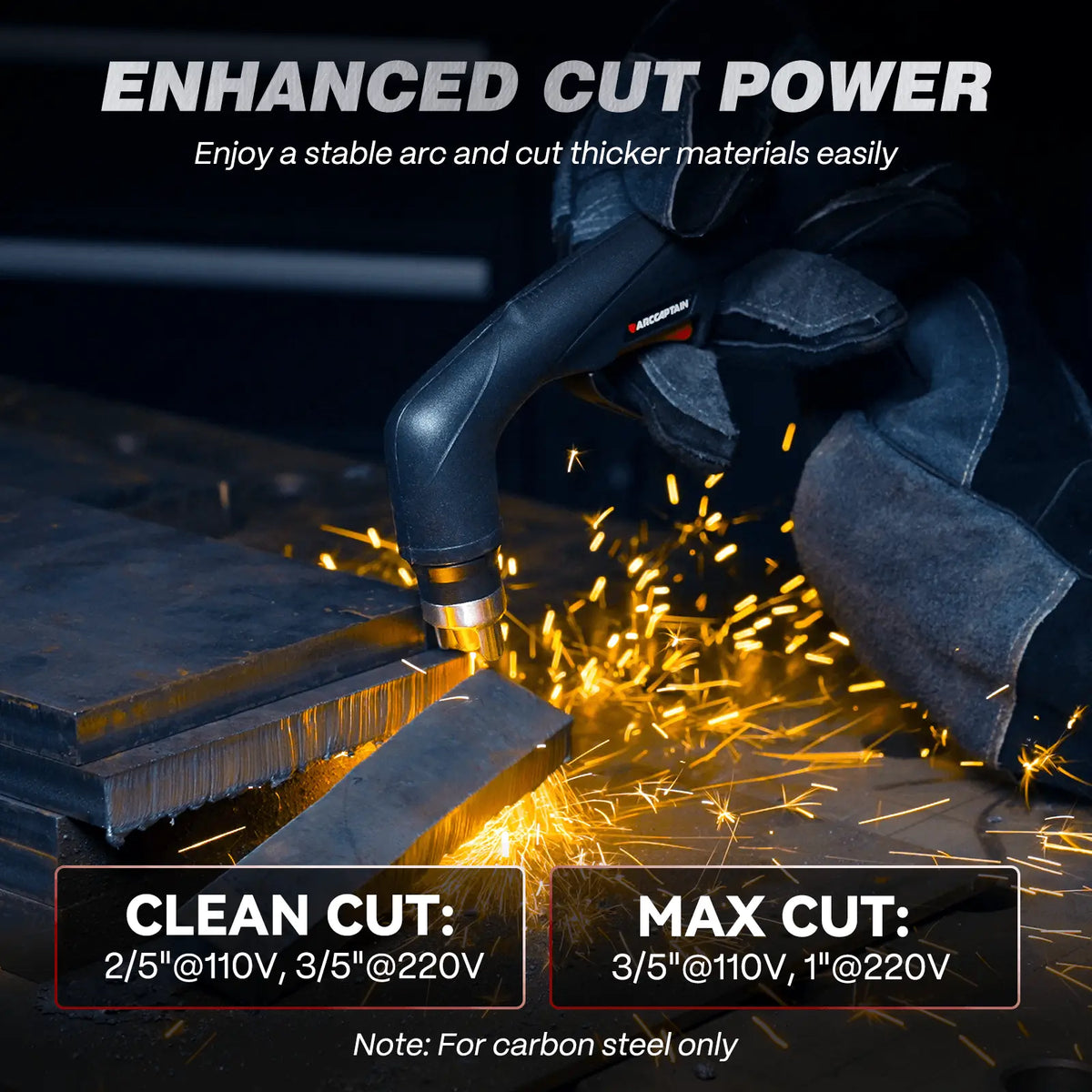 Arccaptain CUT55 NON-HF Plasma Cutter with Welding Helmet