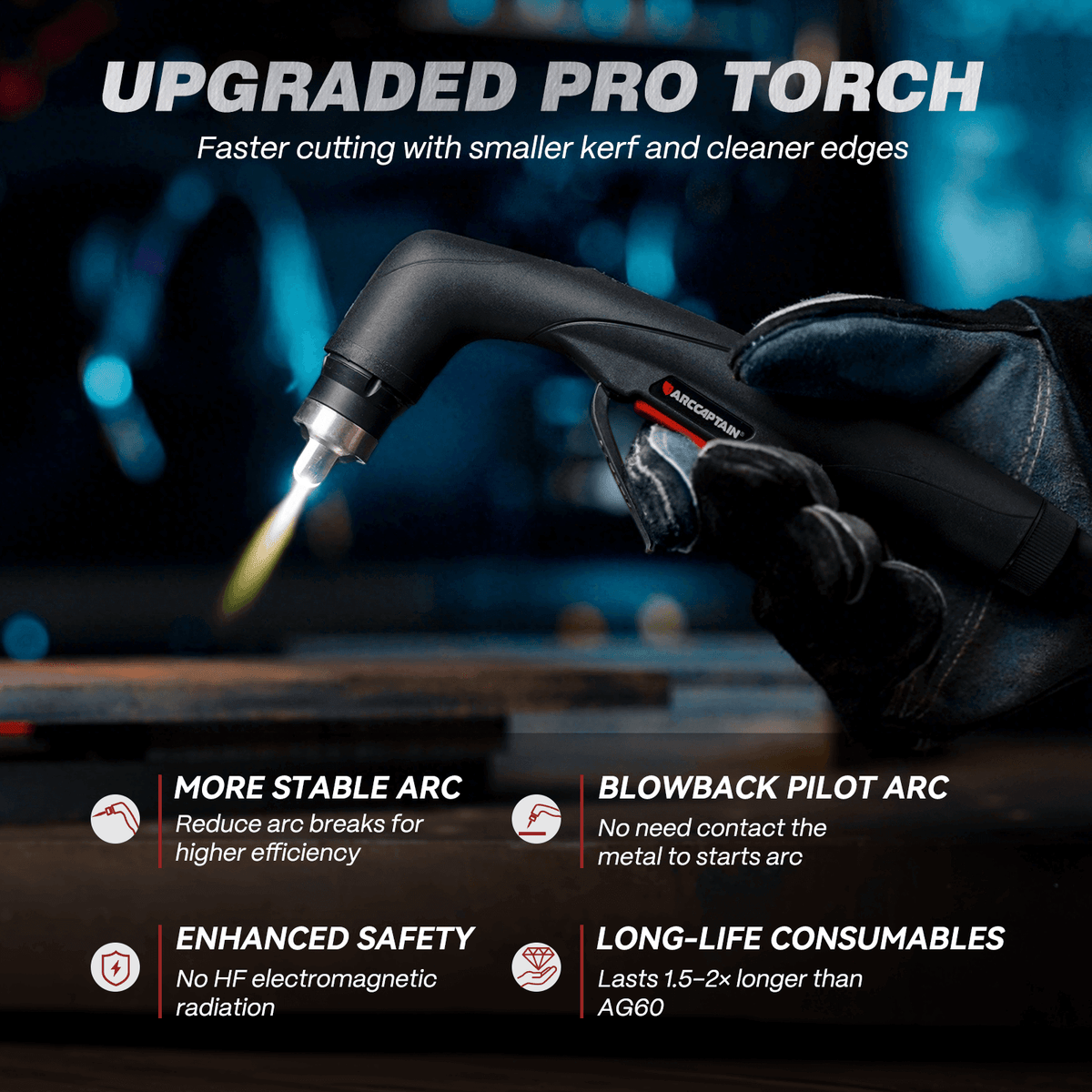 Arccaptain CUT55 NON-HF Plasma Cutter with Welding Helmet