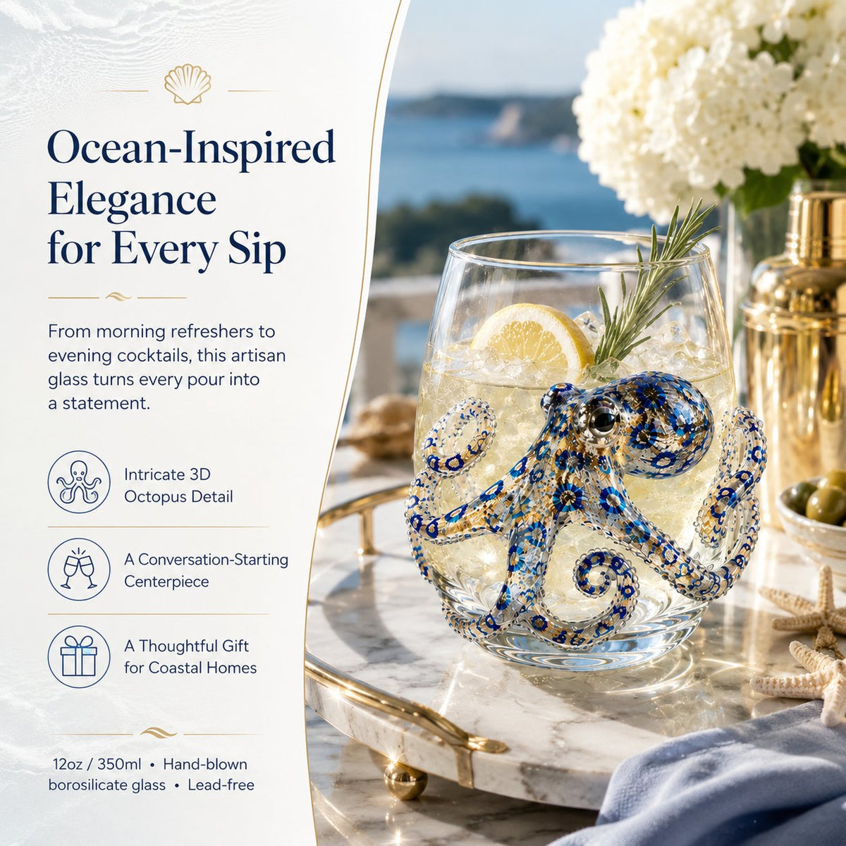 🌊 3D Ocean Animal Artisan Glassware Collection | For Fresher Sips, Sunlight-Catching Details, Coastal Elegance & Elevated Home Bar Vibes ✨