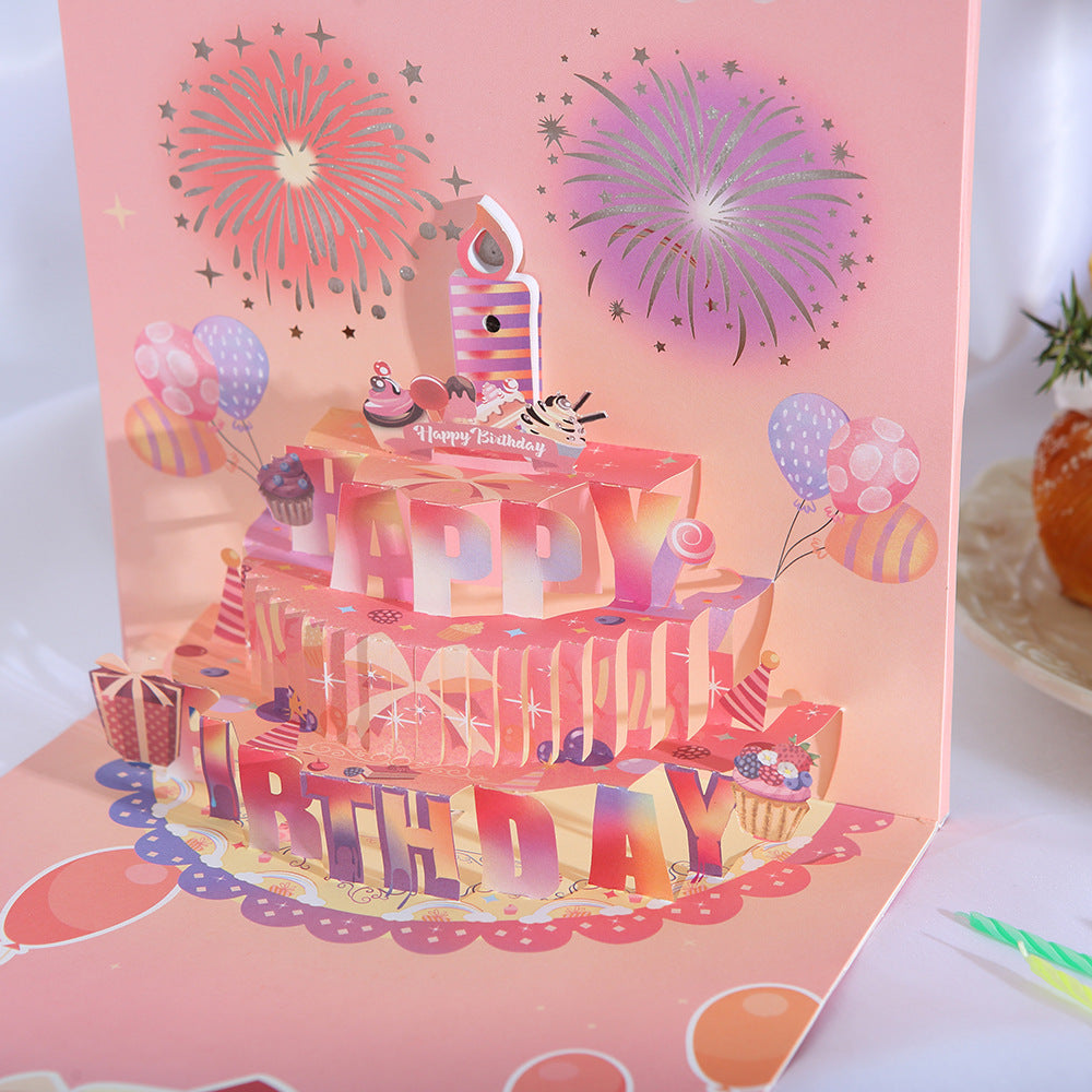 🔥HOT SALE🔥🎂Birthday Cards With Fireworks & Pop Up Cake & Blowable Light and Music