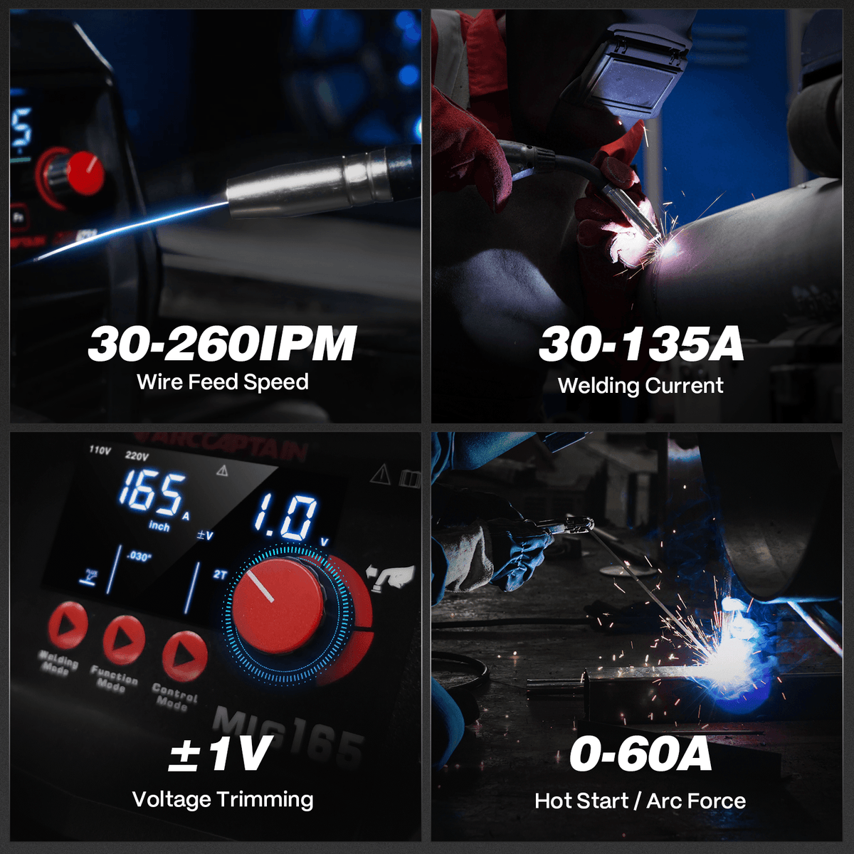 Arccaptain MIG165 Portable MIG Welder Machine For Beginners