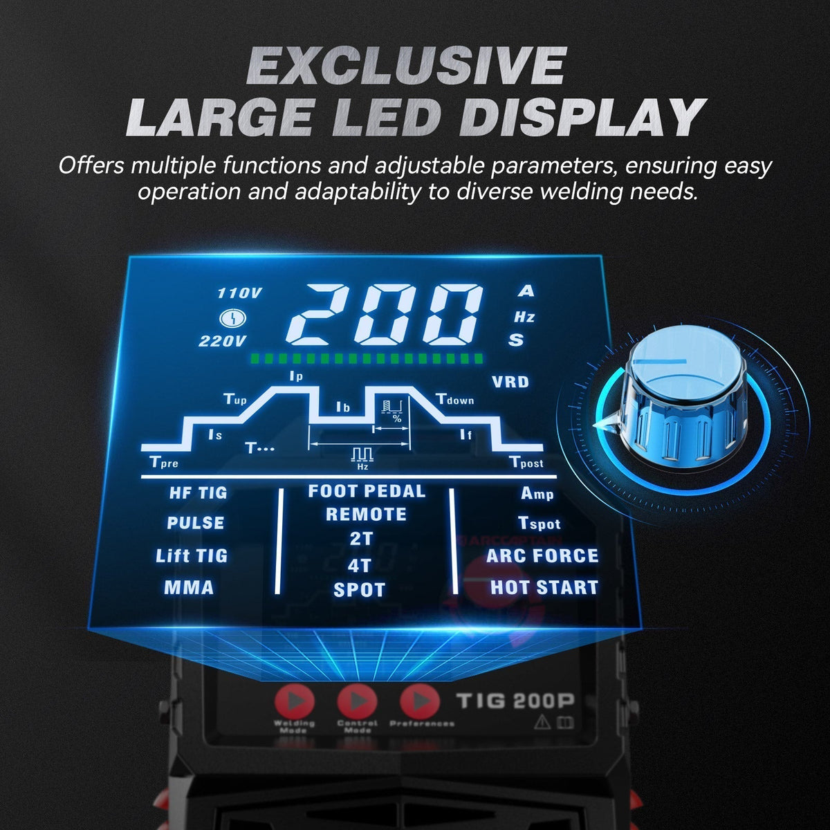 Arccaptain TIG200P DC Pulse 200Amp TIG Welding Machine