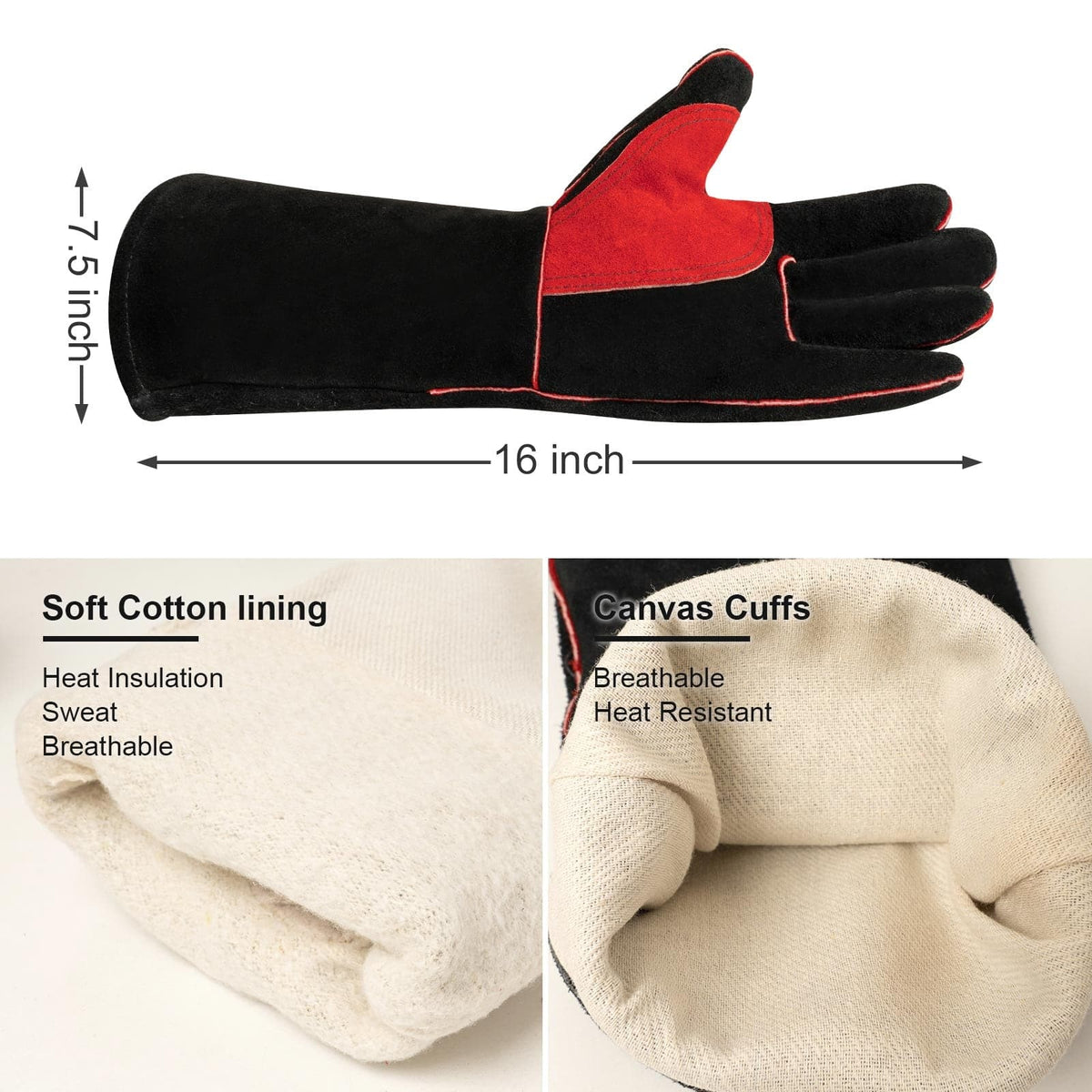 ARCCAPTAIN 16 inches Multifunction Cowhide Leather Welding Gloves